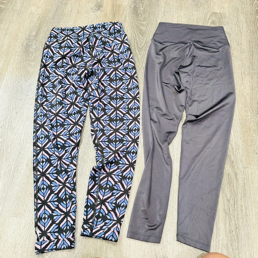 Aerie Leggings Bundle Womens Small Gray Crossover Geometric Ankle Cutout 2 Pack